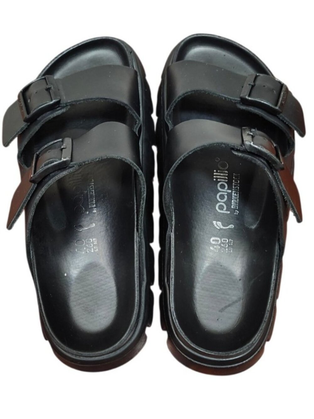 Papillio Birkenstock Arizona Exquisite Leather Chunky Platform Sandals Black L 9 - Picture 11 of 16